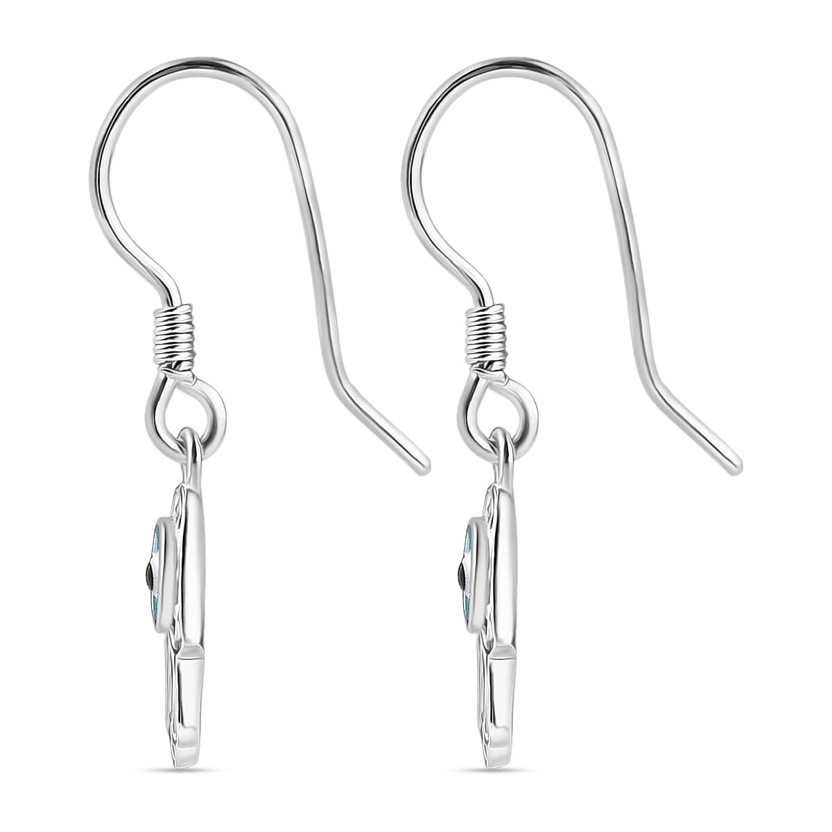 Platinum Overlay Sterling Silver Solitaire Lever Back Earring with J Hook 8276425 4