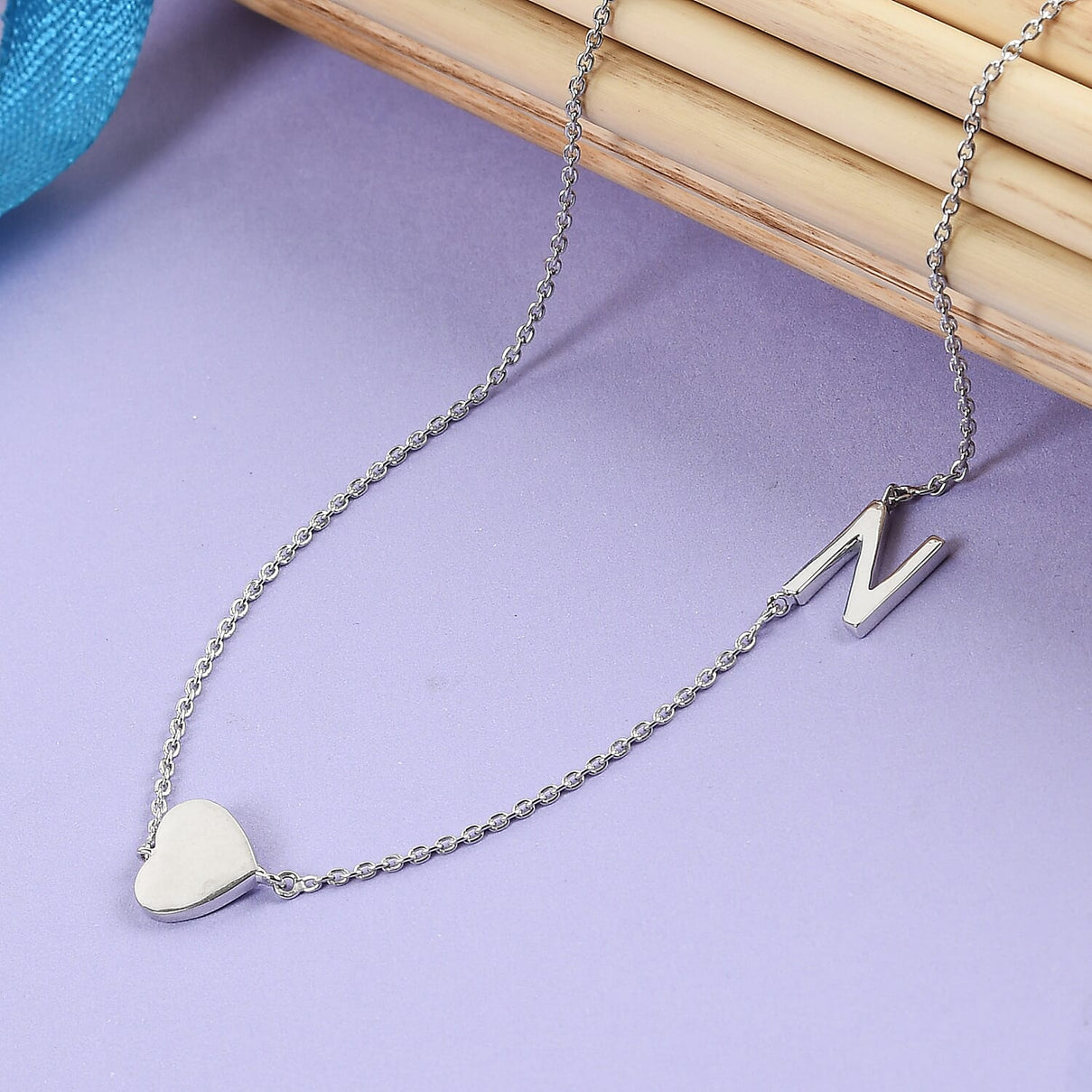 Platinum Plated Sterling Silver Heart Necklace with a Gift Box for women's 3769614 0