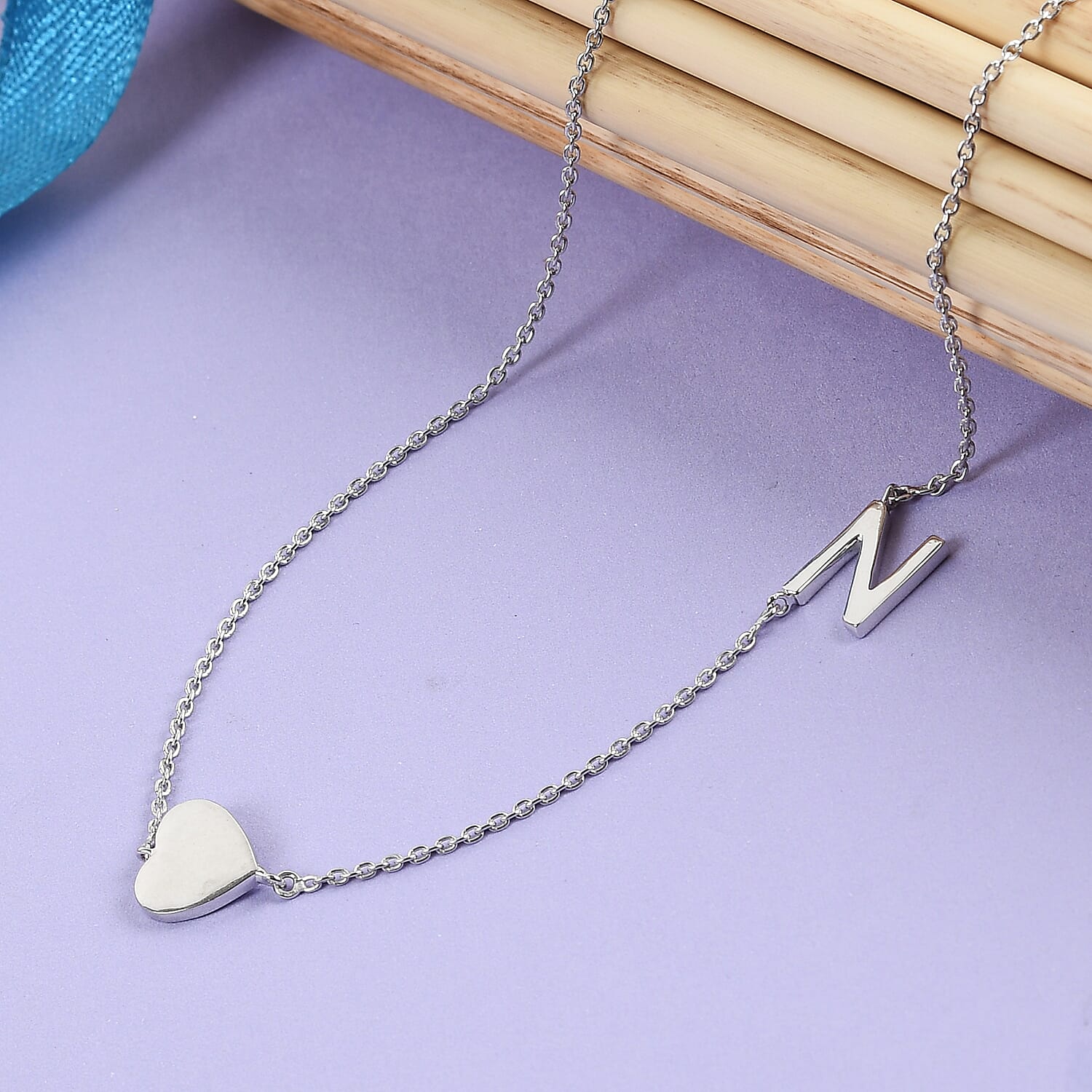 Platinum Plated Sterling Silver Heart Necklace with a Gift Box for women's 3769614 0