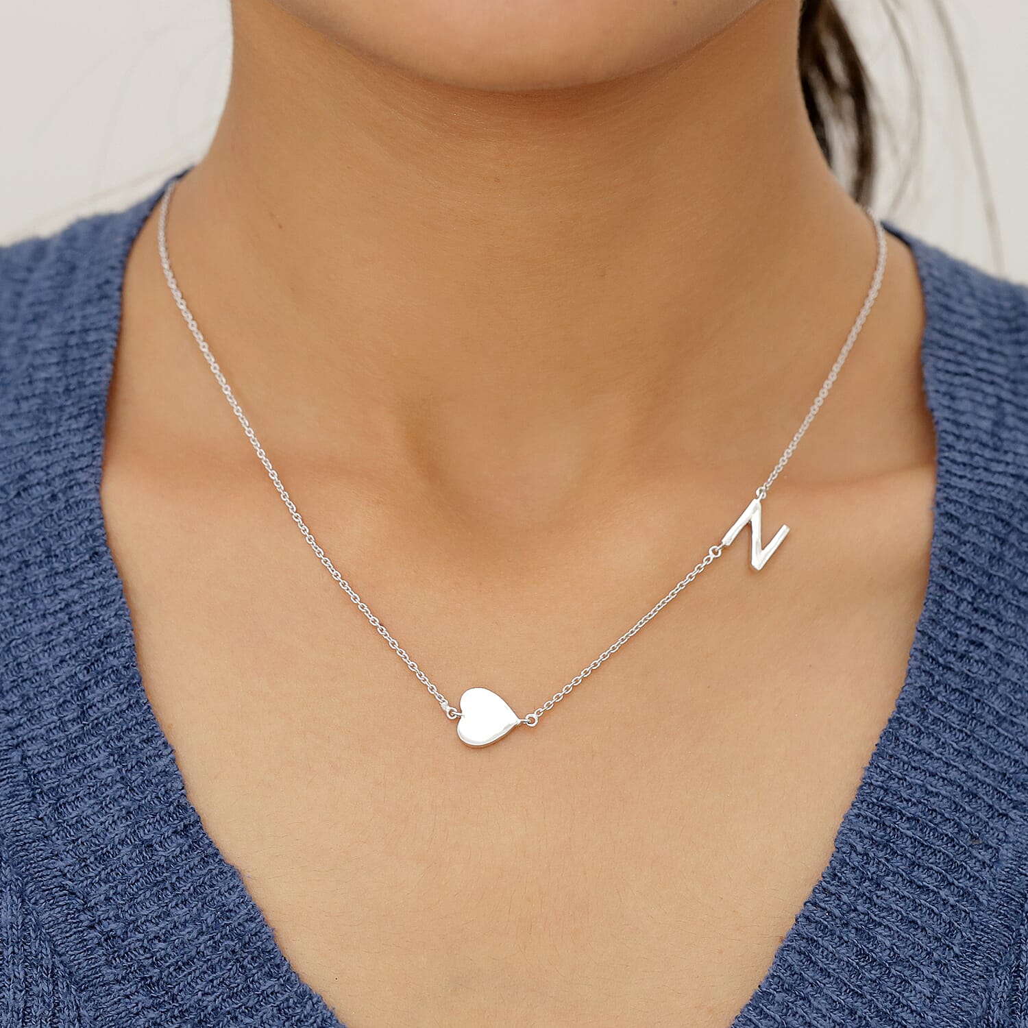 Platinum Plated Sterling Silver Heart Necklace with a Gift Box for women's 3769614 1