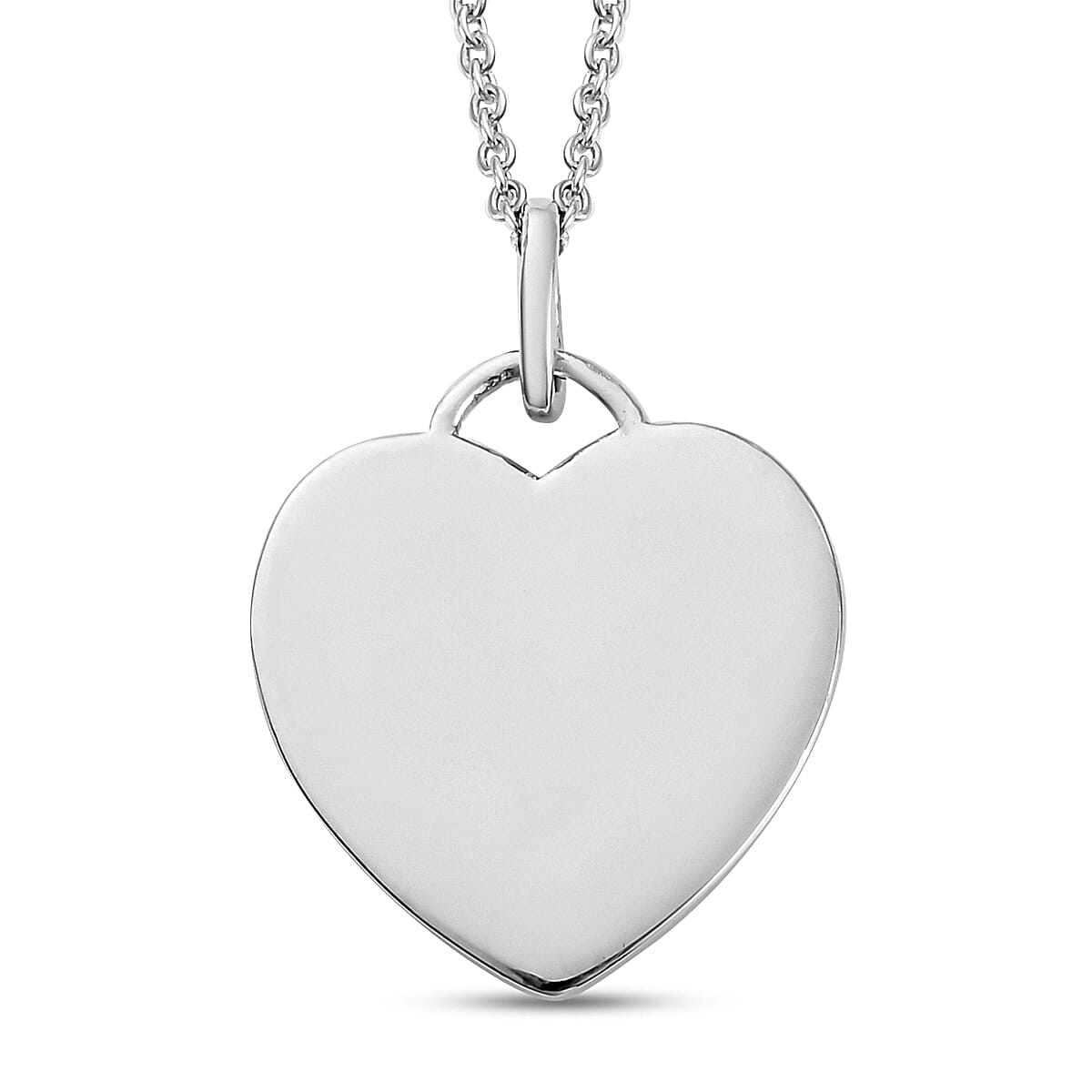 Platinum Plated Sterling Silver Heart Pendant with Chain 3706071 0
