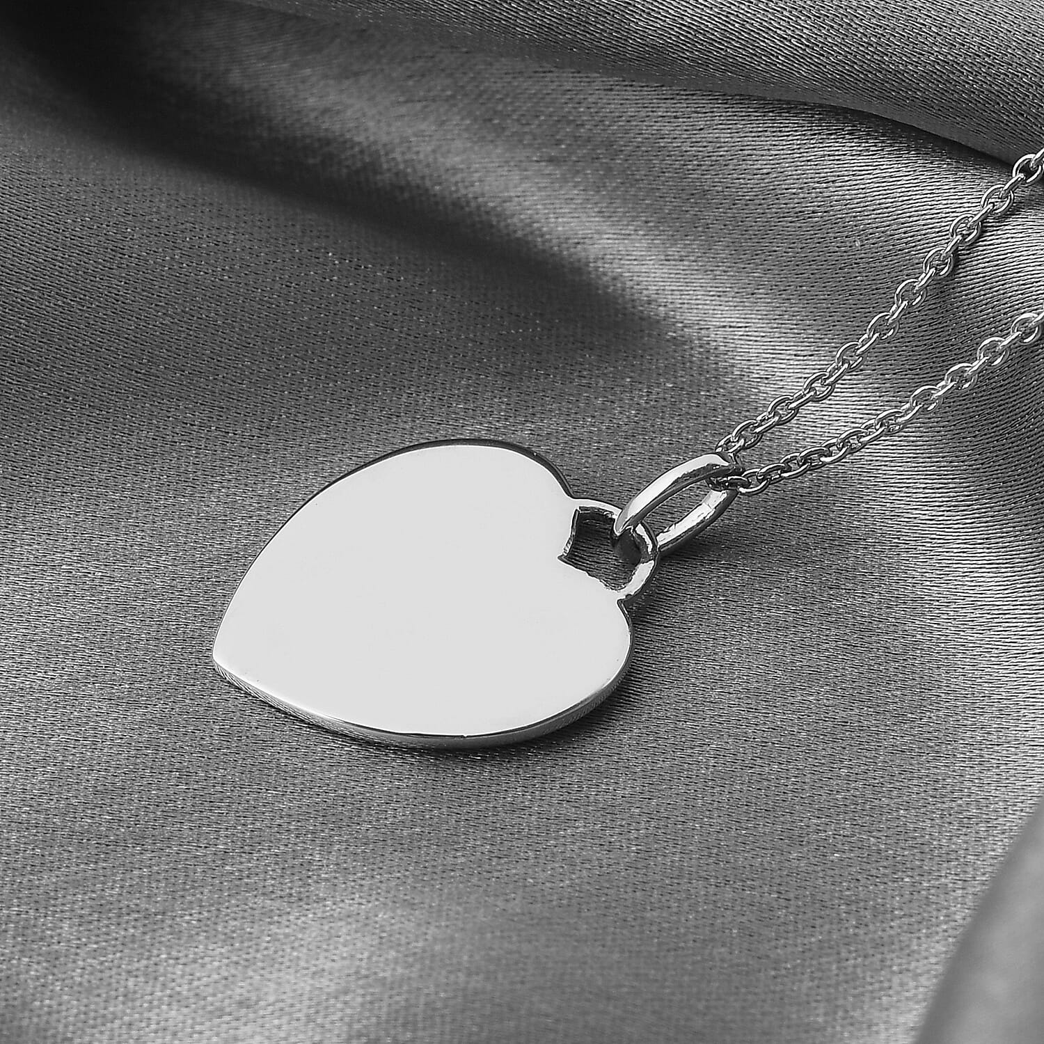 Platinum Plated Sterling Silver Heart Pendant with Chain 3706071 2