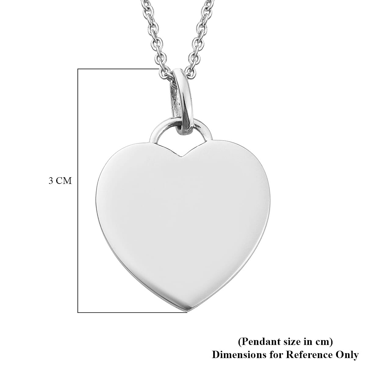 Platinum Plated Sterling Silver Heart Pendant with Chain 3706071 5