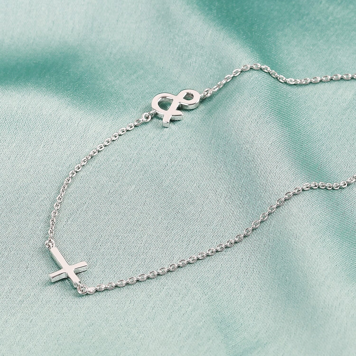 Platinum Plated Sterling Silver Necklace (Size 18 with 2 inch Extender) 3769625 0