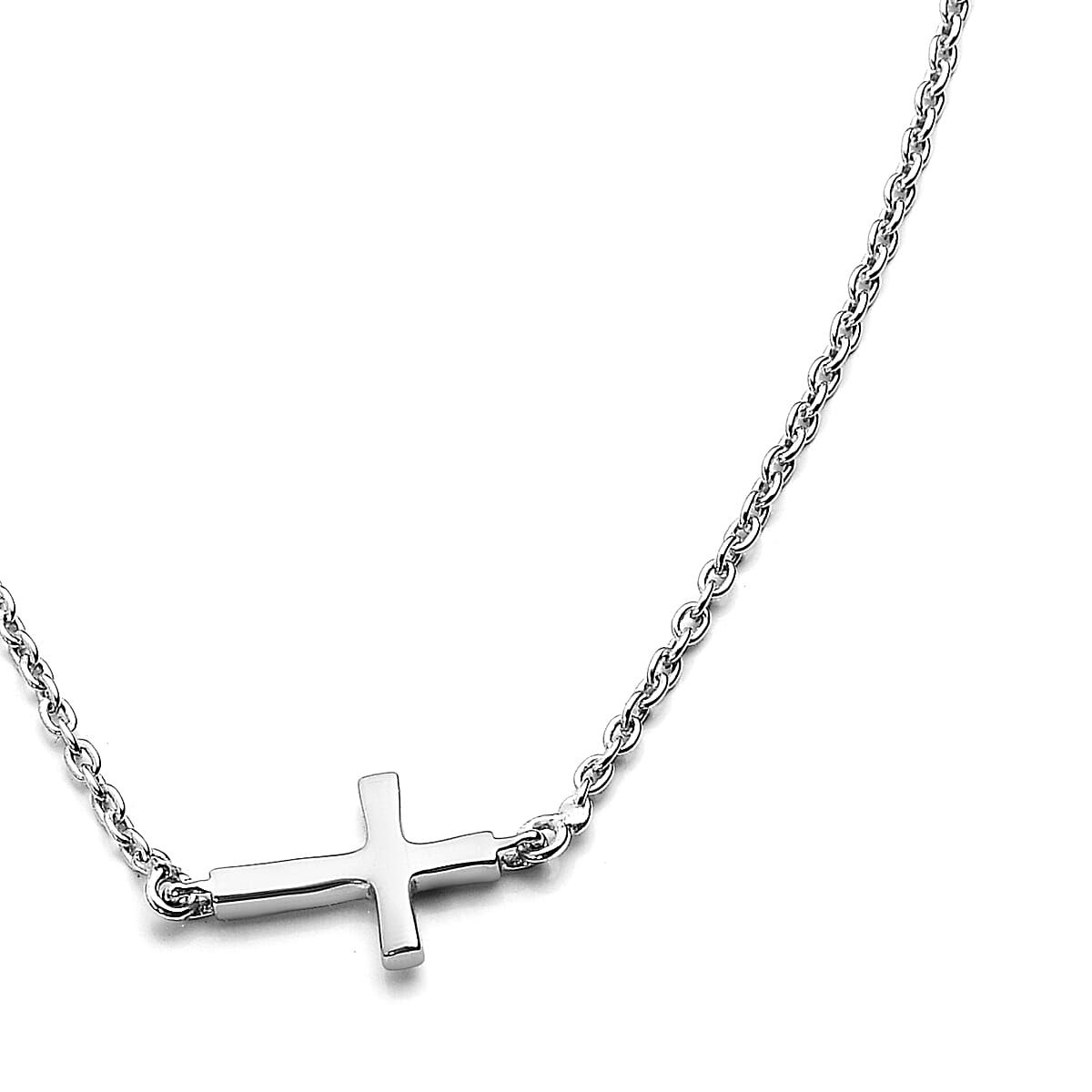 Platinum Plated Sterling Silver Necklace (Size 18 with 2 inch Extender) 3769625 4