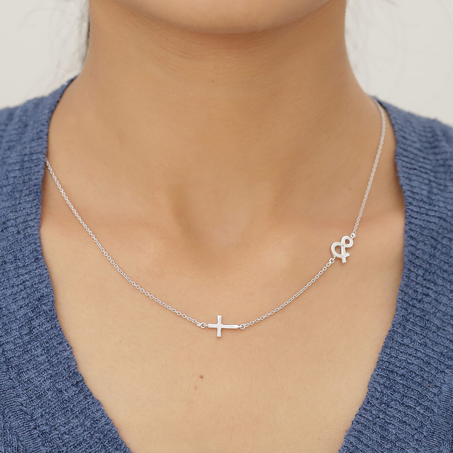 Platinum Plated Sterling Silver Necklace (Size 18 with 2 inch Extender) 3769625 5