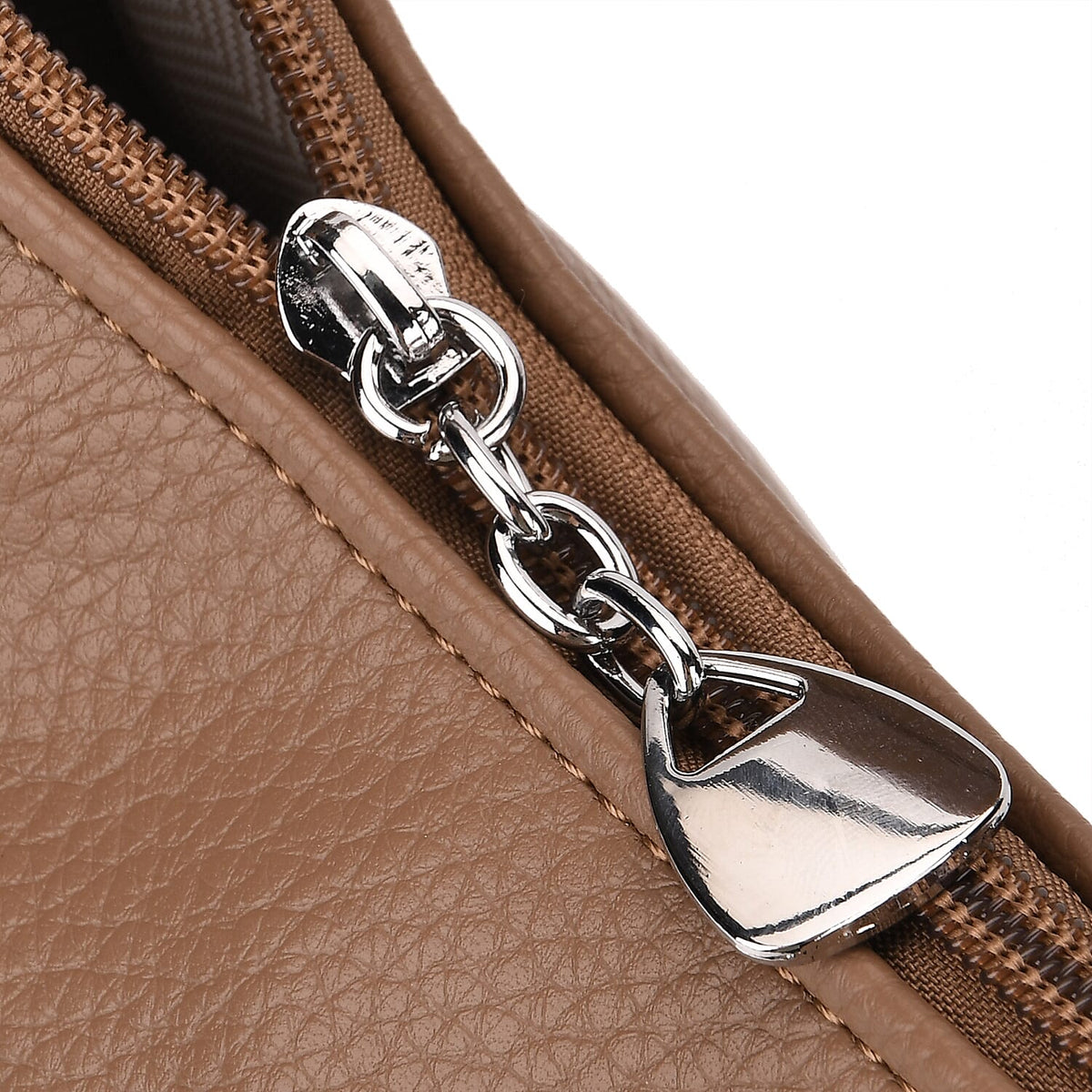 Pleated Structure Satchel Shoulder Bag with Top Handles - Brown 8202897 7