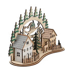 Wooden House With Christmas Trees - 3 LED Lights (3xLR44 Battery, Not Inc.)