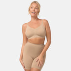 Bella Bodies Cool Fit Seamless High-Waisted Everyday Anti-Chafing Shorts (Size XXL) - Sand