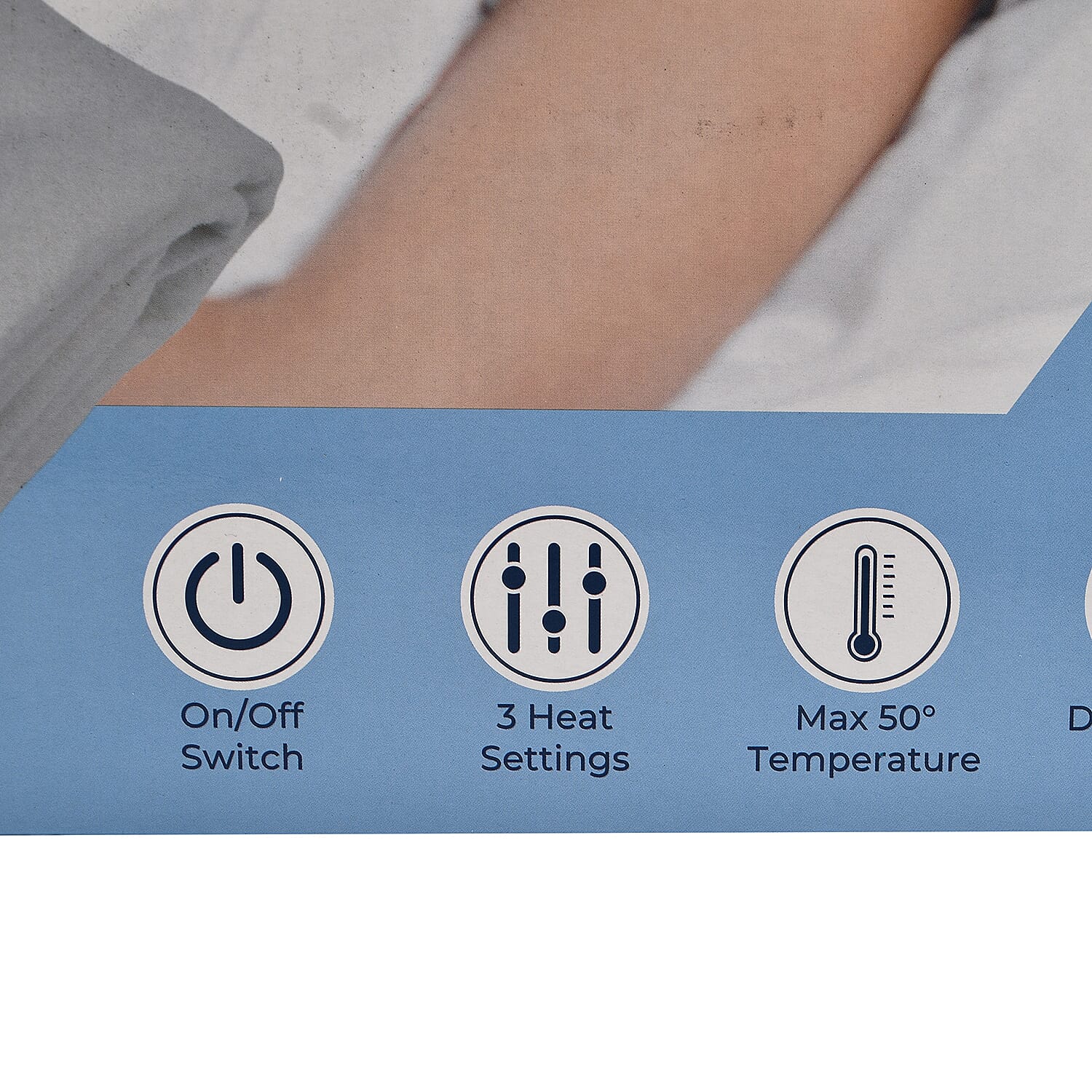 CUQOO Premium Heated Blanket with 3 Heat Setting &amp; LED Indicator Light (Double Size 135x120 cm) - White 7707759 1