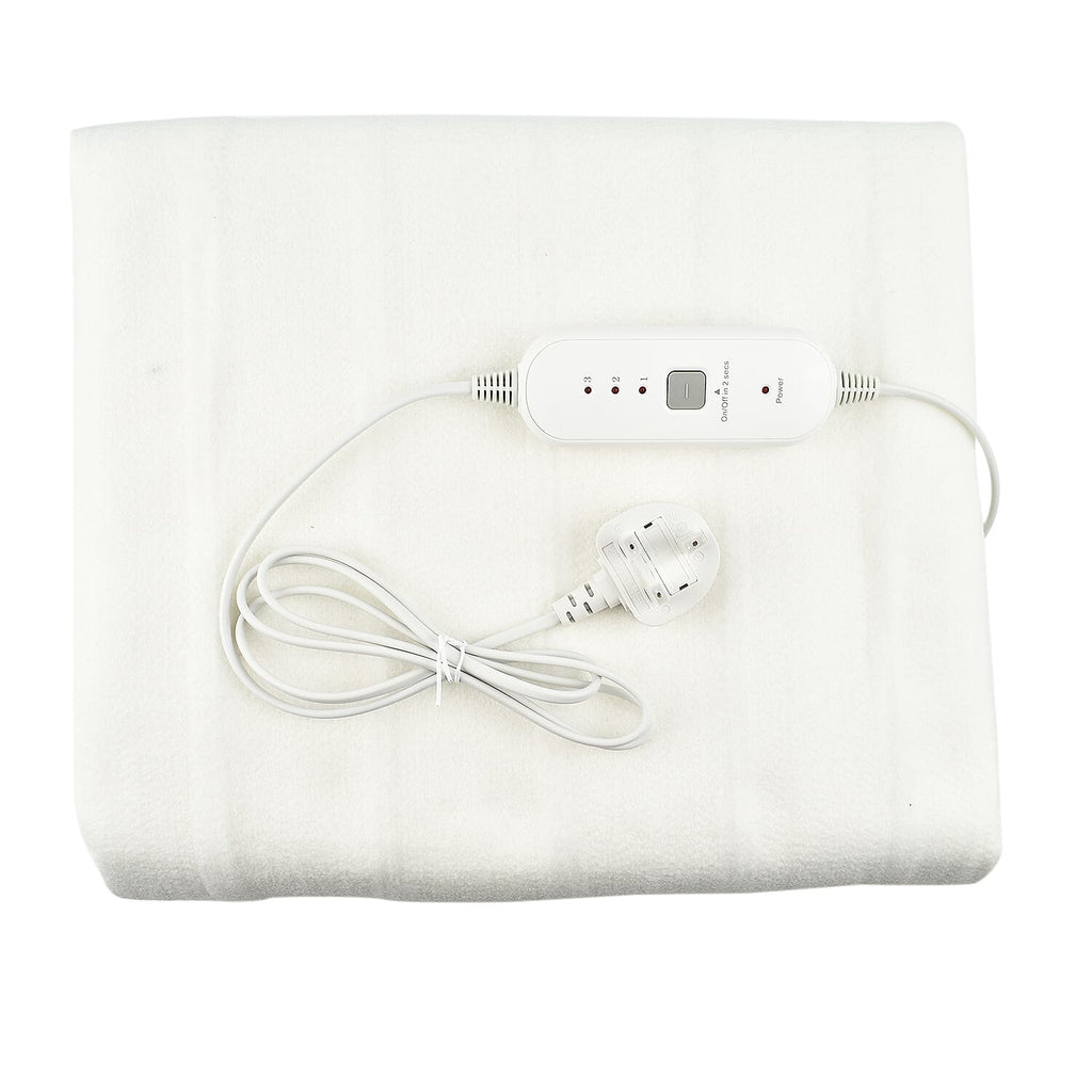 CUQOO Premium Heated Blanket with 3 Heat Setting & LED Indicator Light (Double Size 135x120 cm) - White