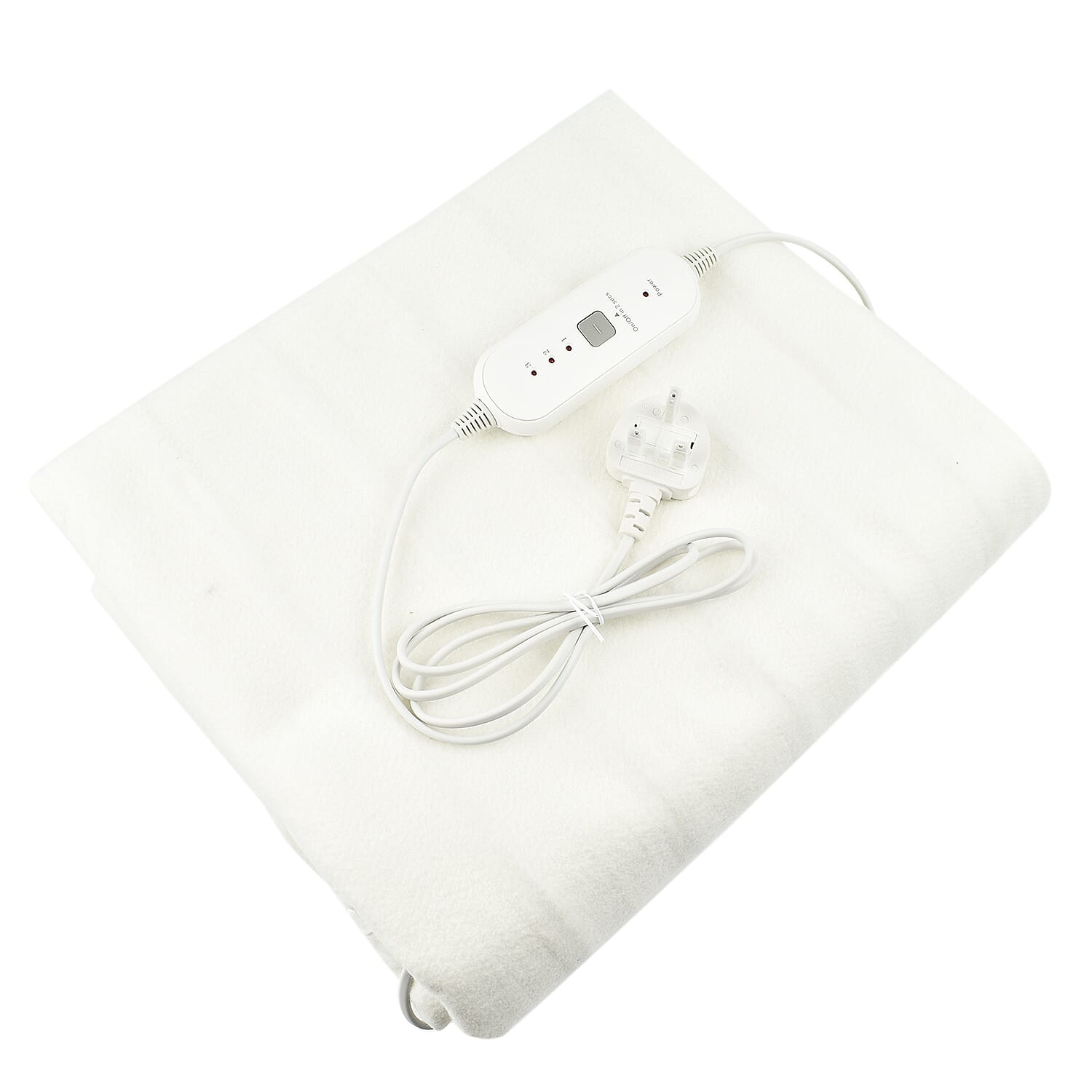 CUQOO Premium Heated Blanket with 3 Heat Setting &amp; LED Indicator Light (Double Size 135x120 cm) - White 7707759 4
