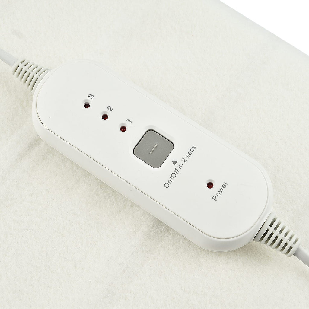 CUQOO Premium Heated Blanket with 3 Heat Setting & LED Indicator Light (Double Size 135x120 cm) - White