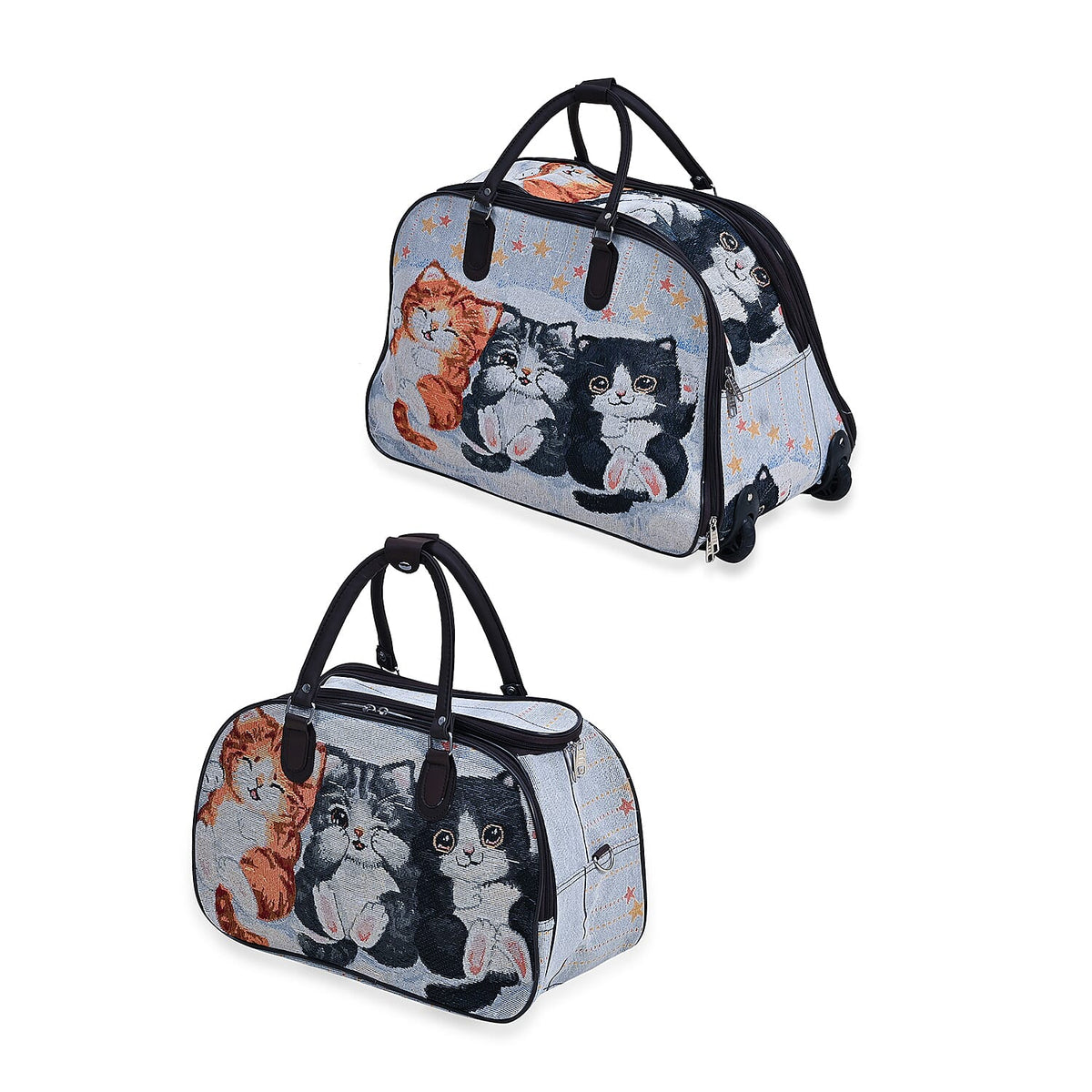 Set of 2 Duffle Bags with Shoulder Straps and Rolling Wheel 7692358 5