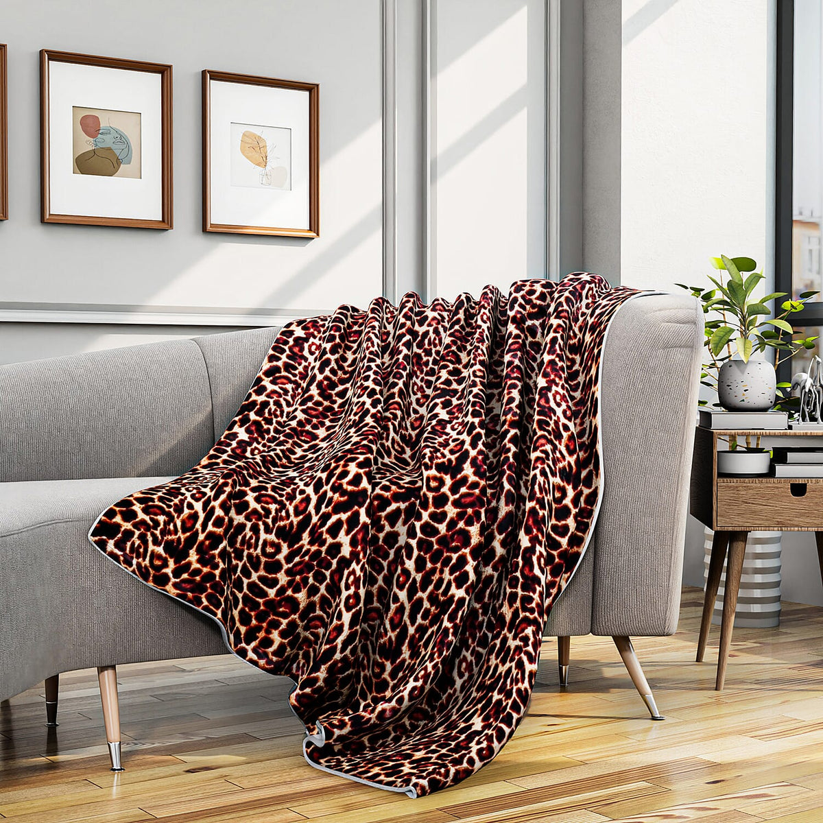 Super Soft Faux Fur Sherpa Double Layer Blanket Leopard Print 7696038 0