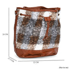 Crossbody Checkered Bucket Bag (Size 22x18x25 cm) - Brown & Beige