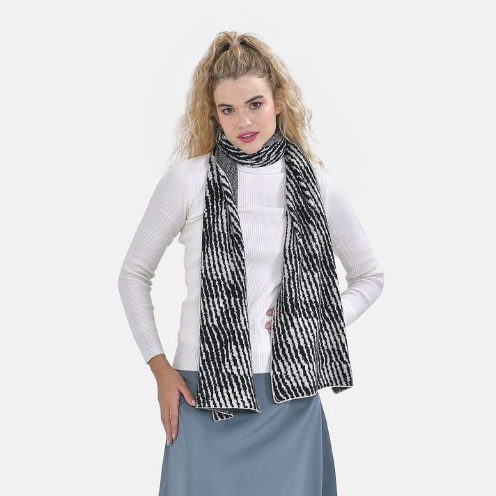 Closeout Deal - Stylish Knitted Scarf (One Size, 172x31 cm) - Burgundy &amp; Light Grey 7575557 2