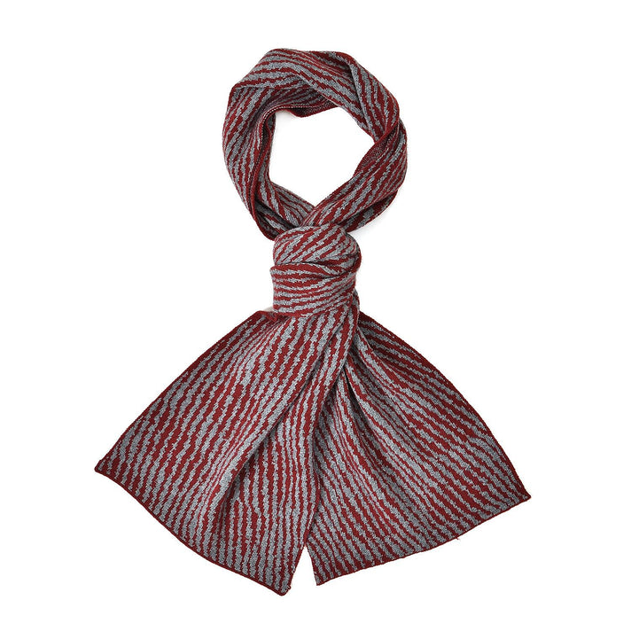 Closeout Deal - Stylish Knitted Scarf (One Size, 172x31 cm) - Burgundy &amp; Light Grey 7575557 1