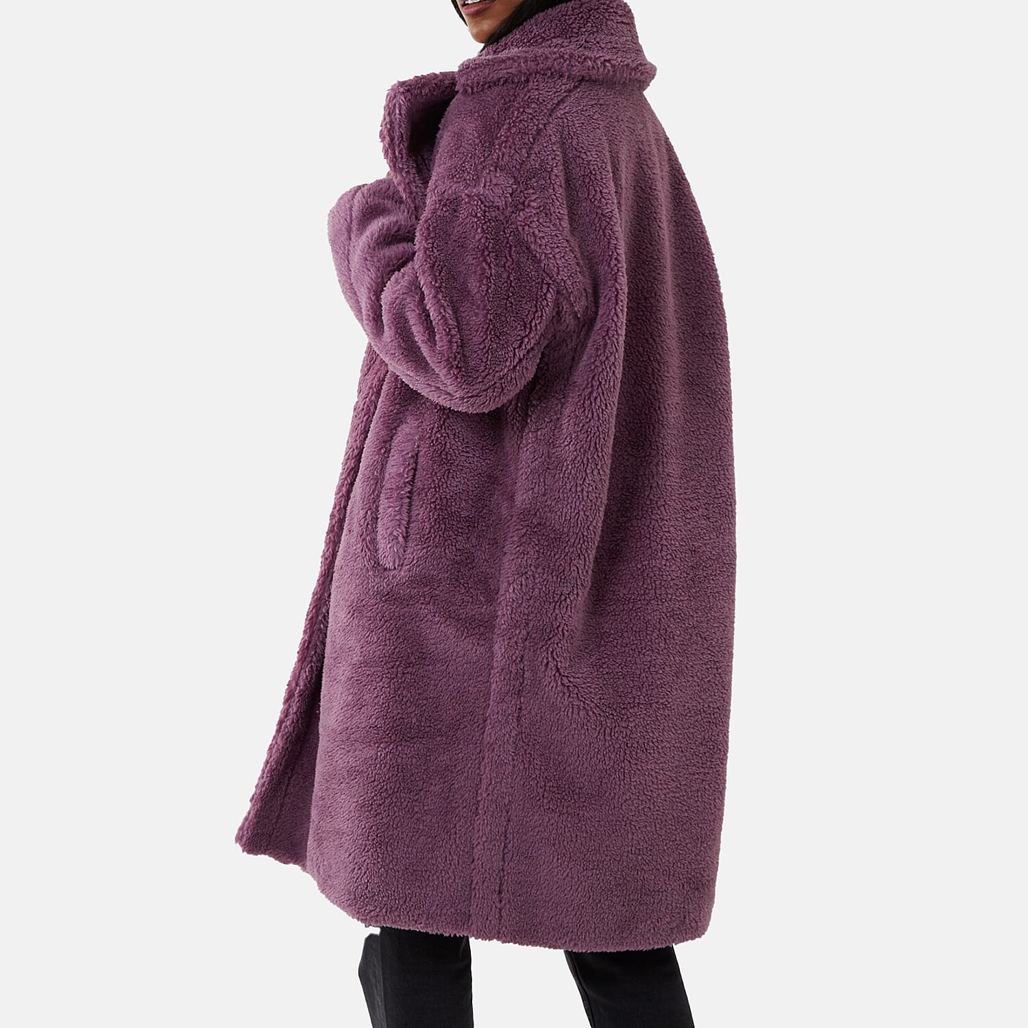 Drop Shoulder Oversized Teddy Bear Coat (Size 10) - Lilac 7708852 1
