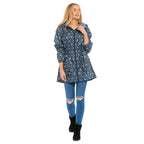 EMMA Floral Pattern Rain Jacket (Size L) - Navy