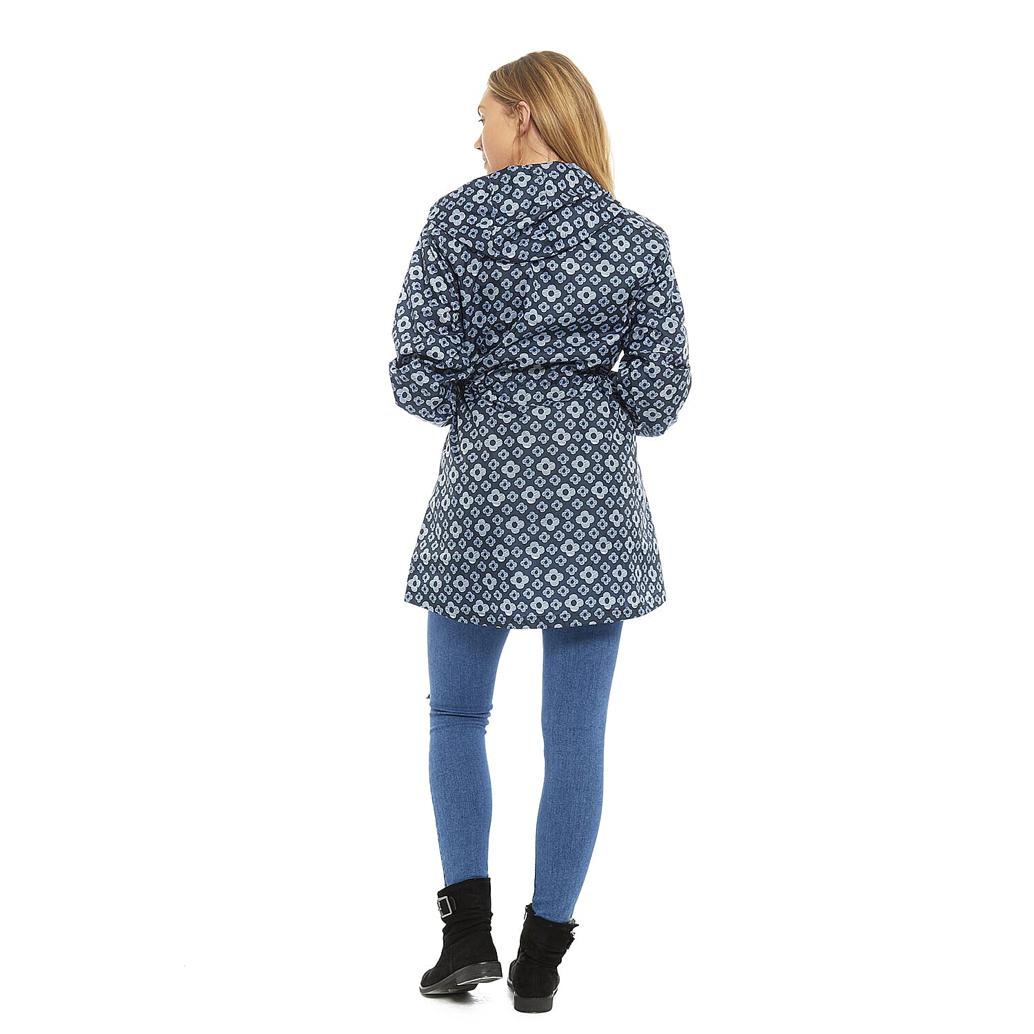 EMMA Floral Pattern Rain Jacket (Size L) - Navy 7757049 4