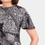 100% Cotton Printed Pattern Maxi Dress (Size 10) - Black - White