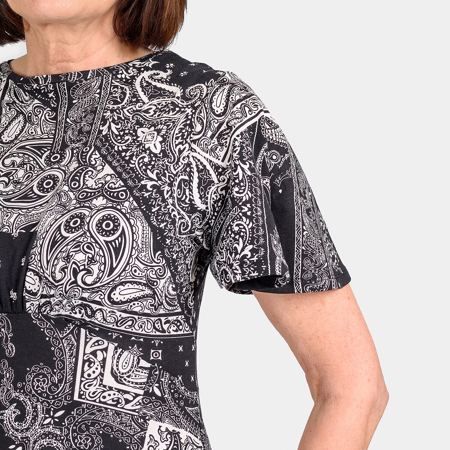 100% Cotton Printed Pattern Maxi Dress (Size 10) - Black - White 7806563 3