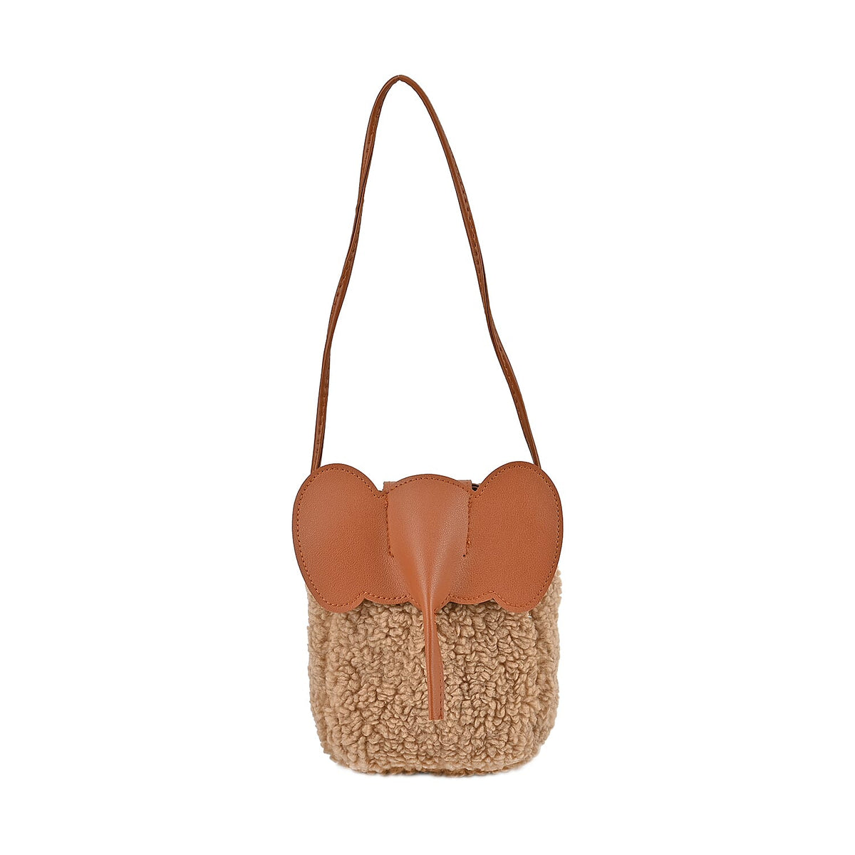 Designer Inspired Elephant Face Faux Leather Crossbody Bag with Long Shoulder Strap - Brown 7618554 0