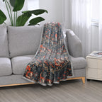 Floral Blanket Size (Size 200x150 cm) - Dark Blue With Flowers Pattern.