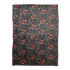 Floral Blanket Size (Size 200x150 cm) - Dark Blue With Flowers Pattern.