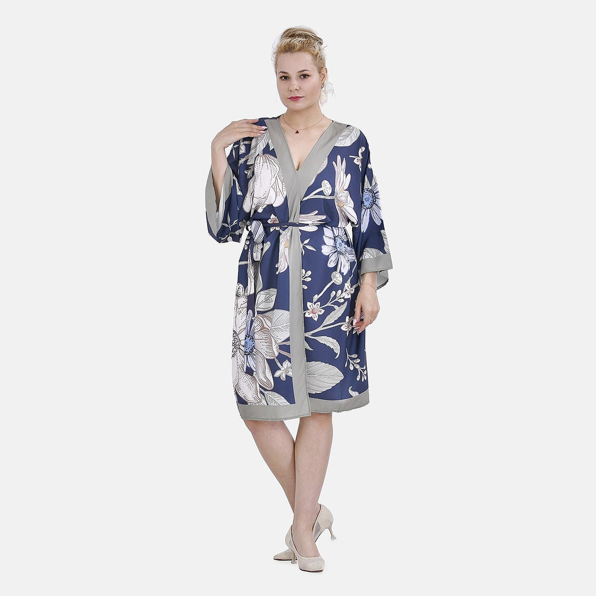 Closeout Deal Floral Printed Long Kimono - Green 7571531 0