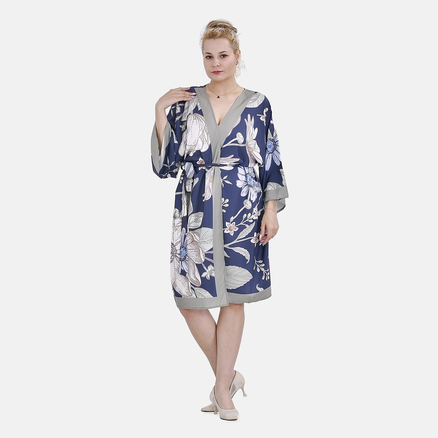 Closeout Deal Floral Printed Long Kimono - Green 7571531 0