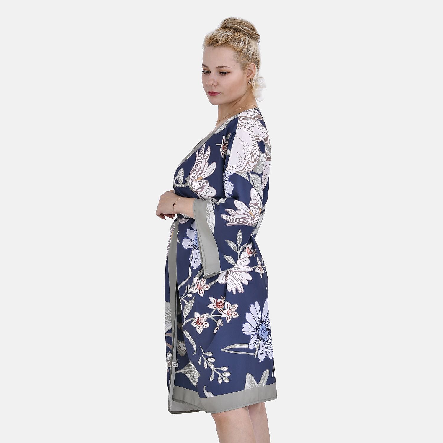 Closeout Deal Floral Printed Long Kimono - Green 7571531 2