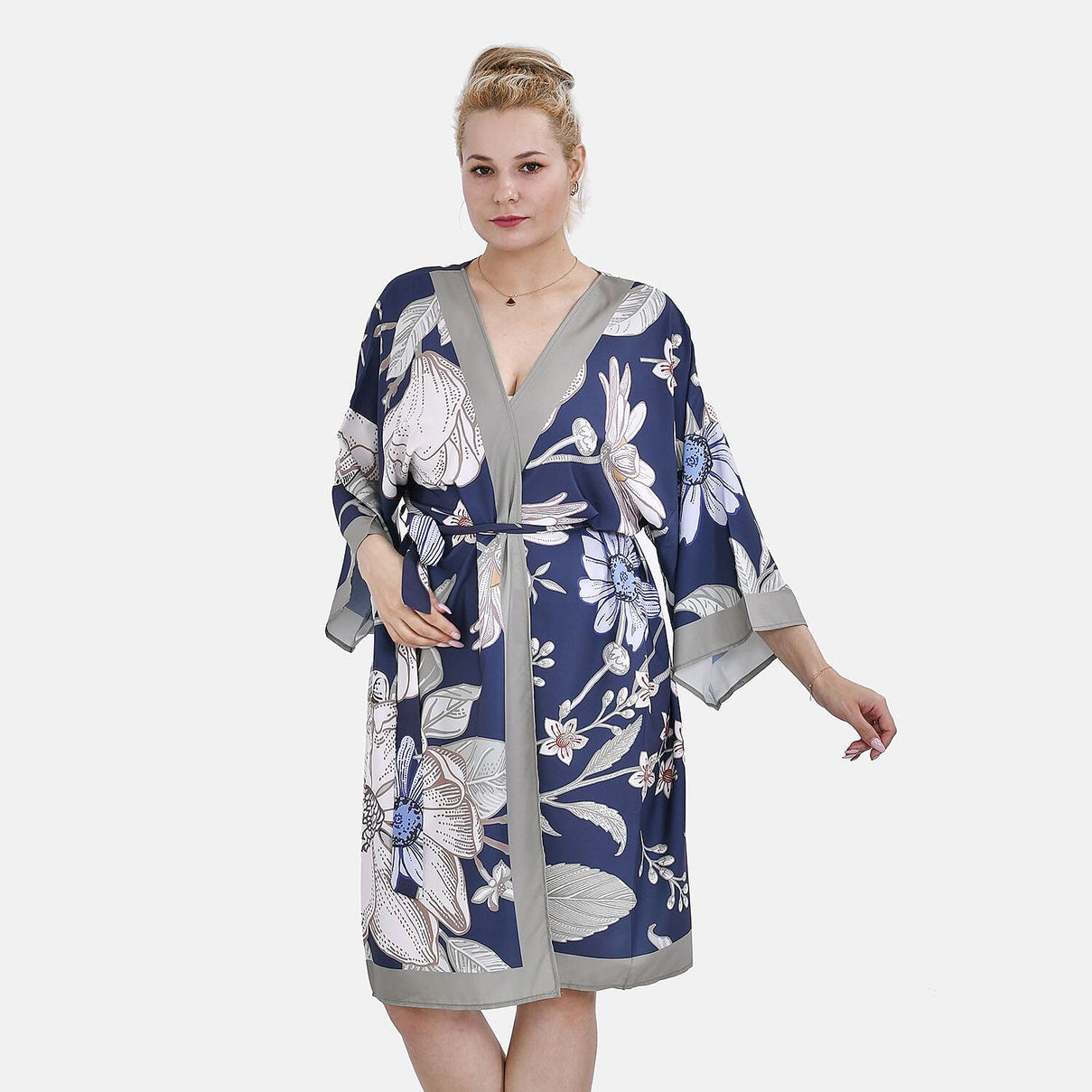 Closeout Deal Floral Printed Long Kimono - Green 7571531 3