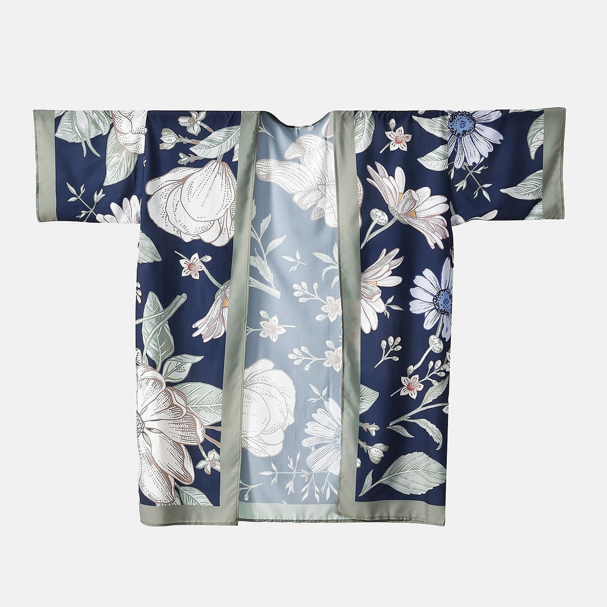 Closeout Deal Floral Printed Long Kimono - Green 7571531 7