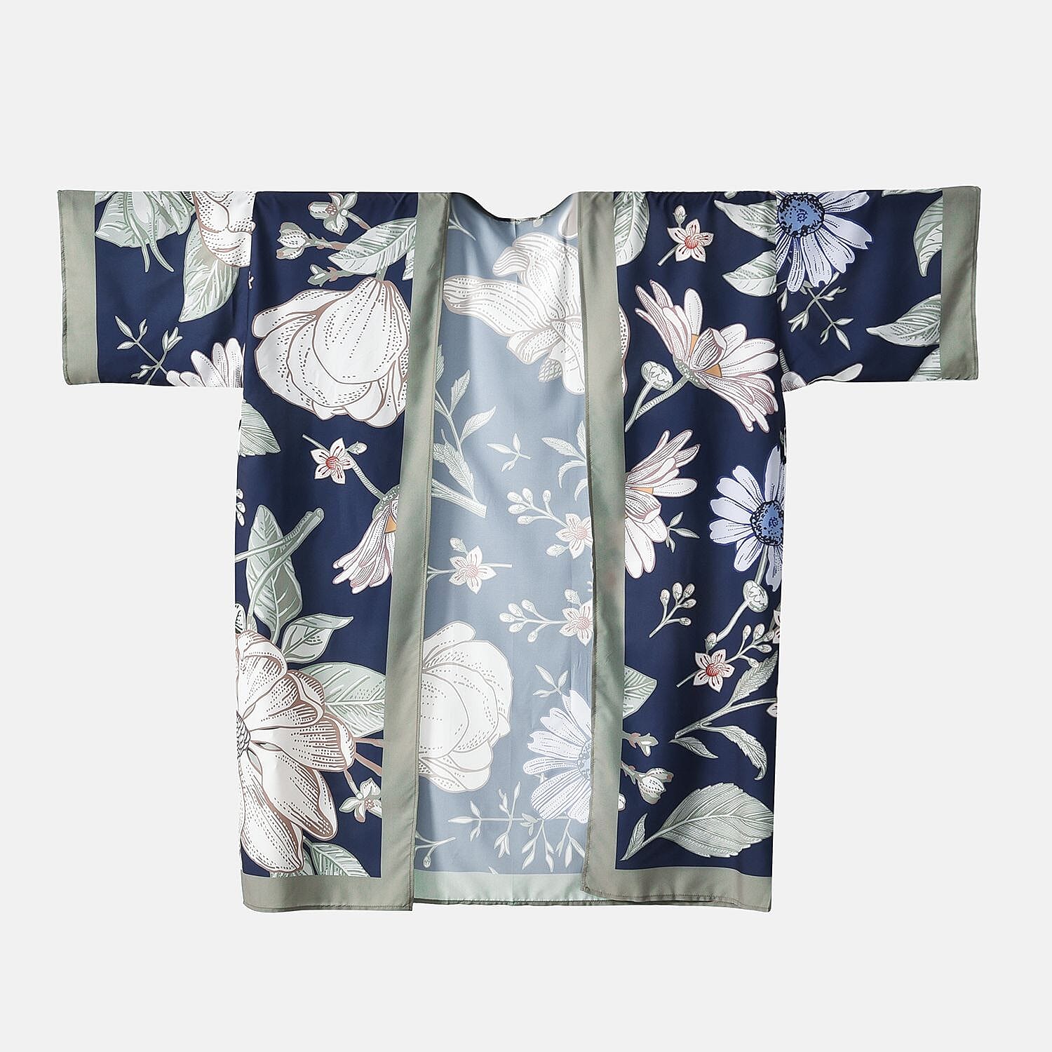 Closeout Deal Floral Printed Long Kimono - Green 7571531 7
