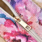 Floral Pattern Fringed Tote Bag with Handle Drop - Purple & Multi