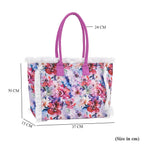 Floral Pattern Fringed Tote Bag with Handle Drop - Purple & Multi