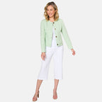Emreco Collarless Cropped Boucle Jacket (Size 16) - Green