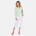 Emreco Collarless Cropped Boucle Jacket (Size 16) - Green