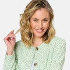 Emreco Collarless Cropped Boucle Jacket (Size 16) - Green