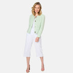 Emreco Collarless Cropped Boucle Jacket (Size 16) - Green