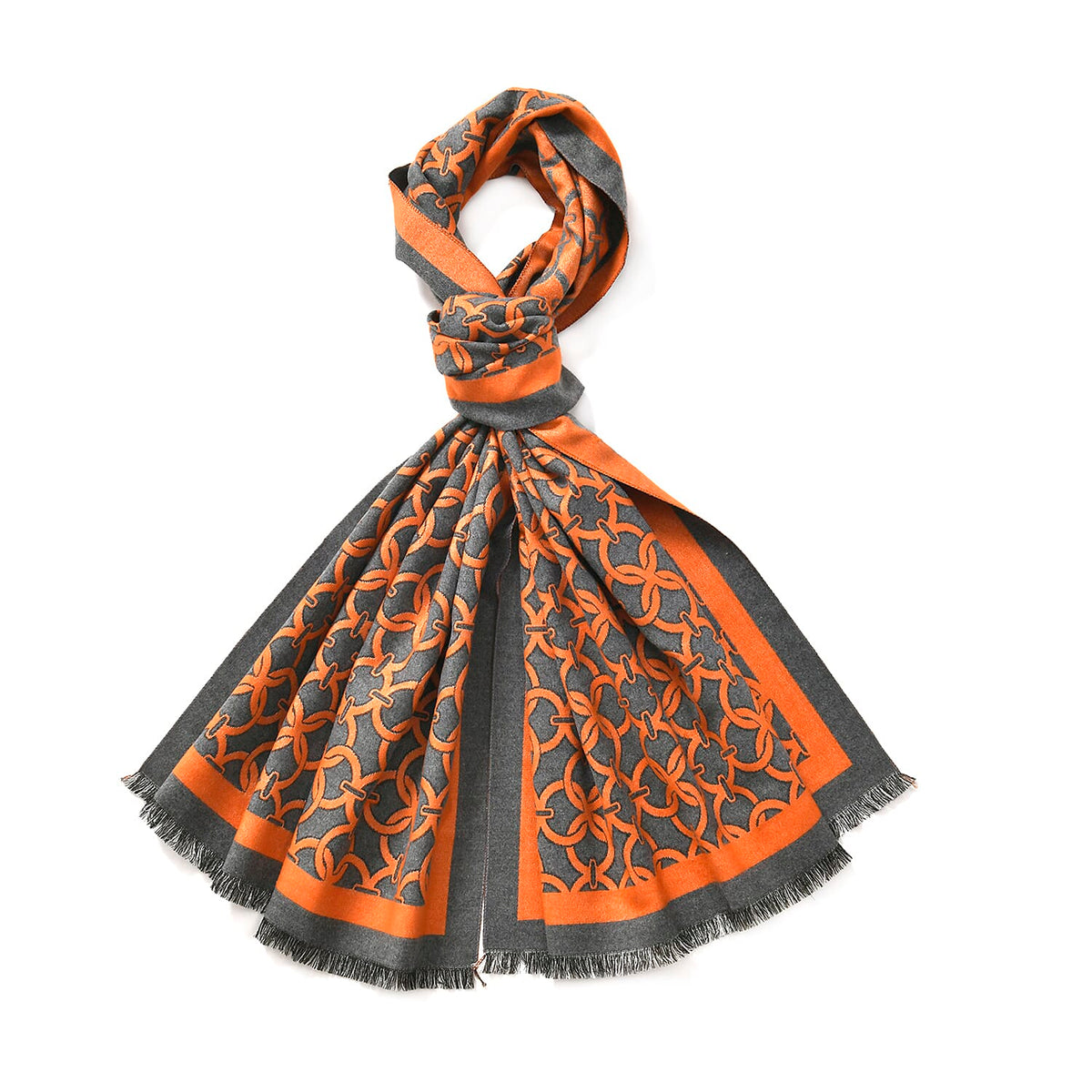New Arrival at Ideal World - Lattice Shawl (Size 180x1 cm) - Orange - Green 7634223 0