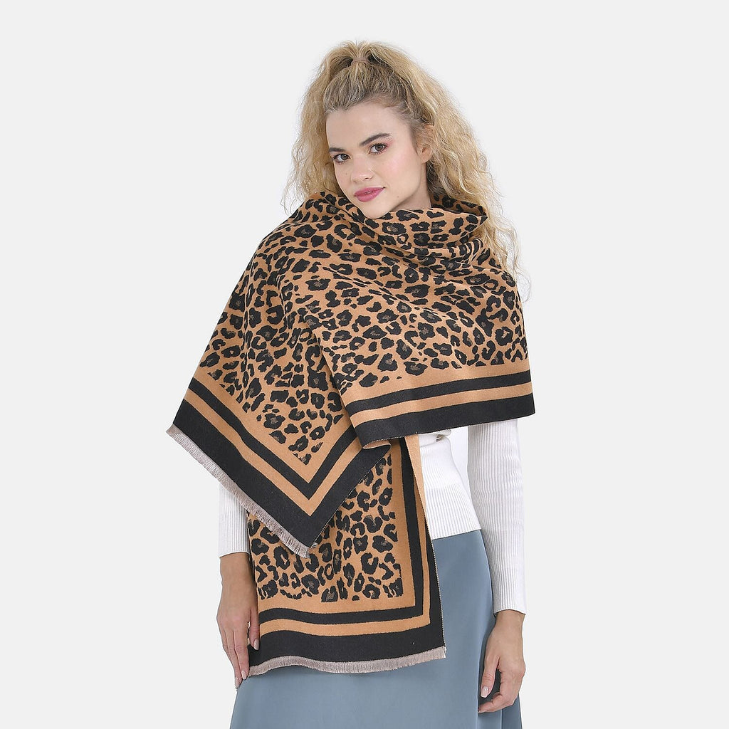 Closeout Deal - New Arrival Leopard Print Fluffy & Lightweight Scarf (Size 185x67cm) - Khaki