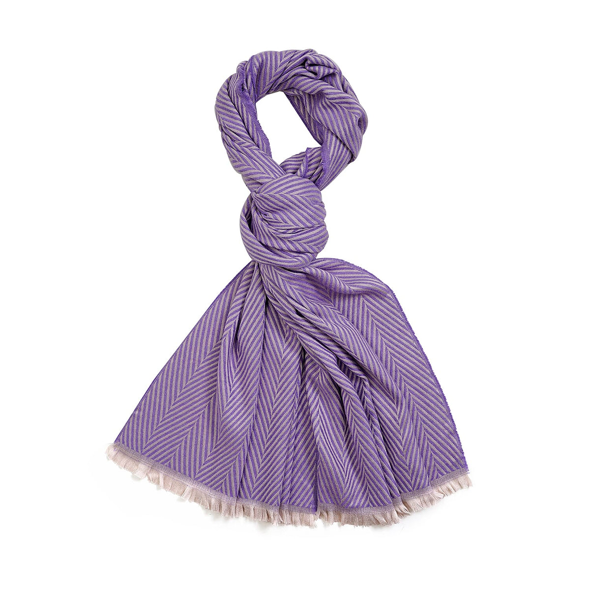 Closeout Deal - Zigzag Print Fluffy Scarf (One Size 185x67 cm) - Purple 7552442 0