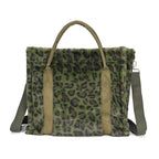 Polyester Leopard Tote Bag (Size 40x13x32 cm) - Green & Green