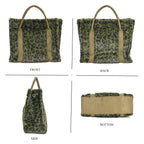 Polyester Leopard Tote Bag (Size 40x13x32 cm) - Green & Green