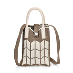 Patterned Crossbody Bag with Handle Drop - Grey & White