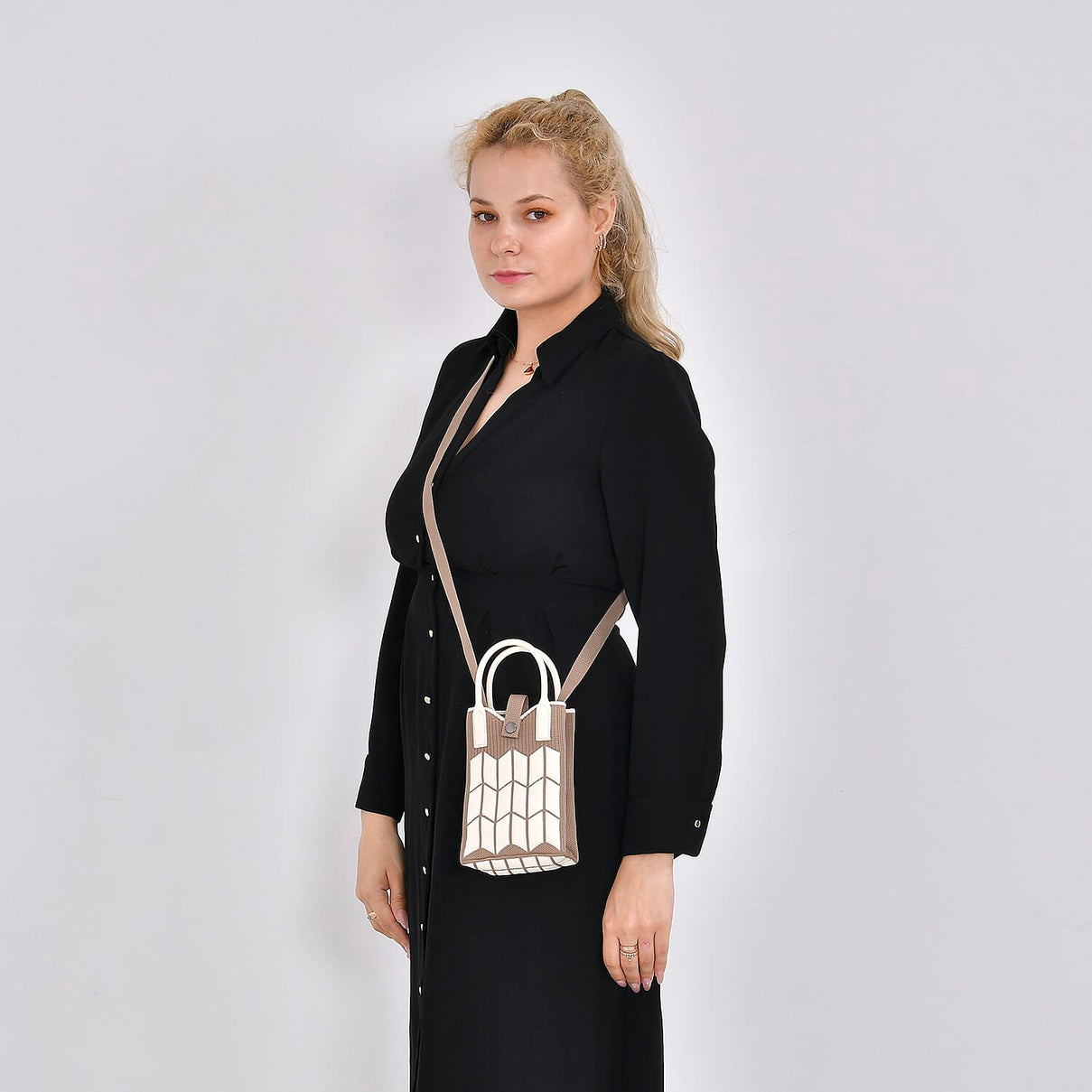 Rhombus Pattern Crossbody Bag with Handle Drop 7711291 2