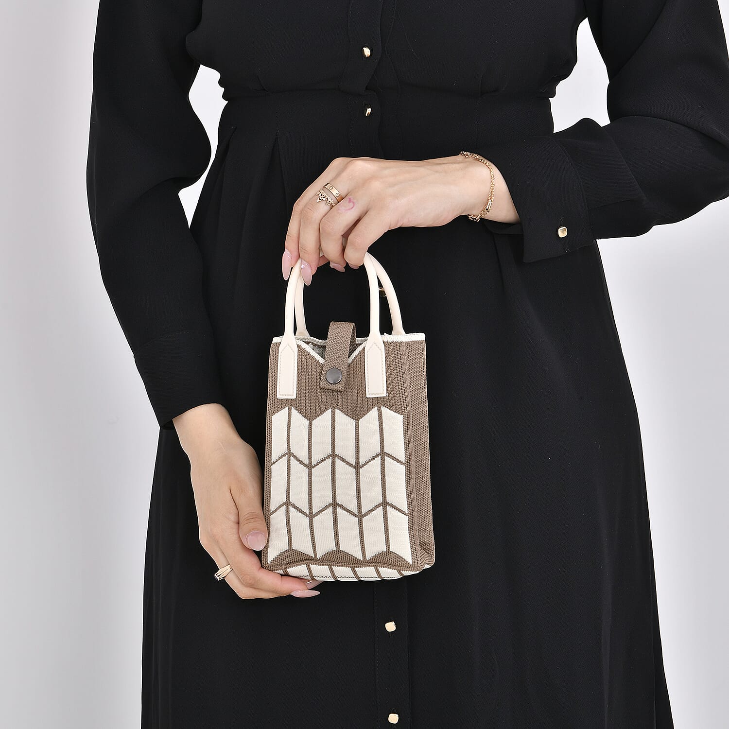 Rhombus Pattern Crossbody Bag with Handle Drop 7711291 3
